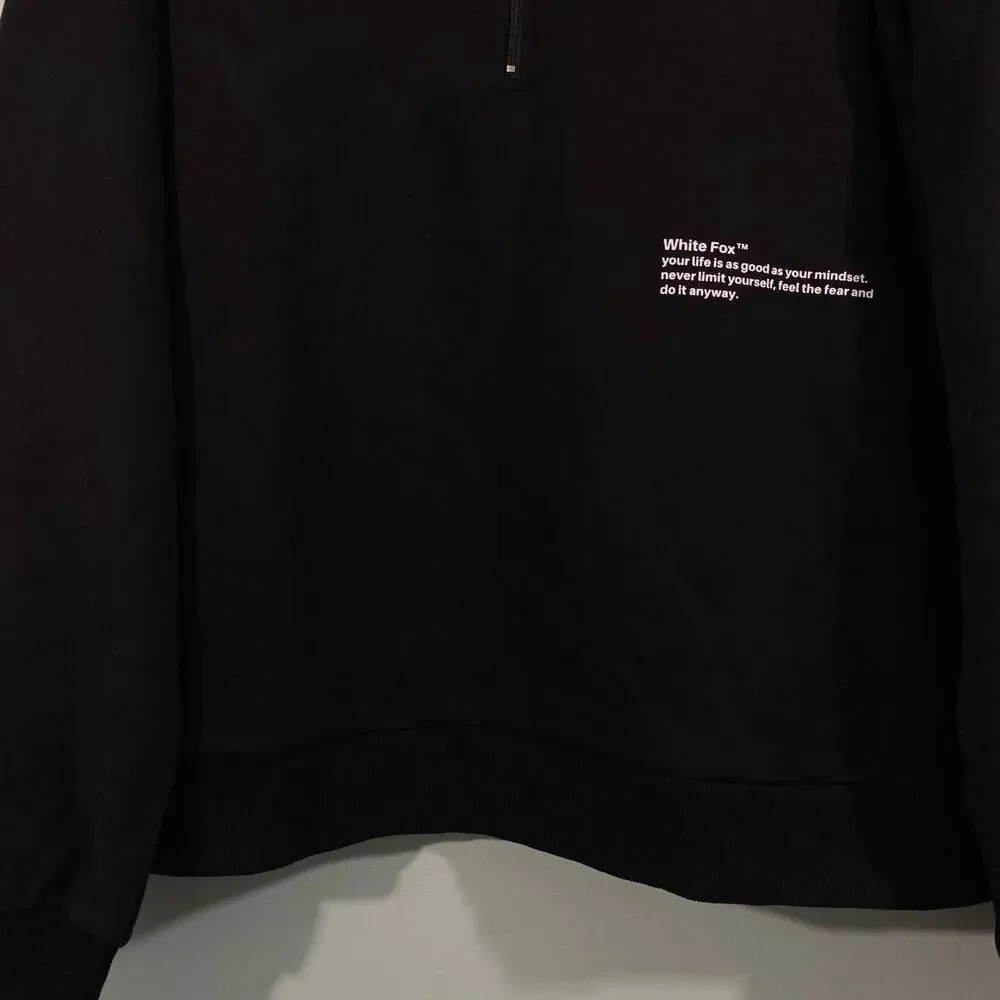 White Fox Boutique Black Sweatshirt with Pink Lettering - Picture 5 of 9